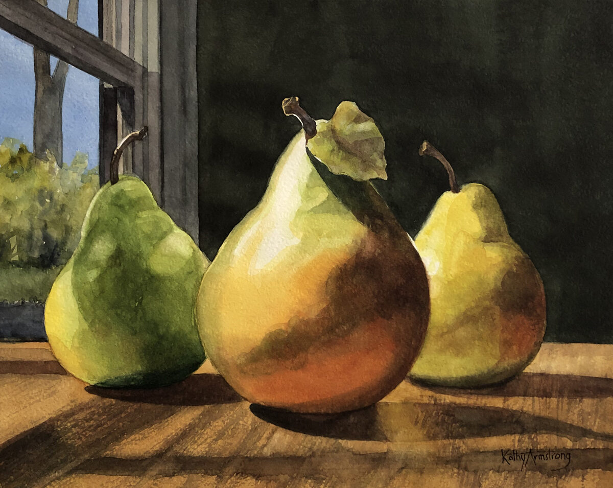 Three Pears at the Window by Kathy Armstrong