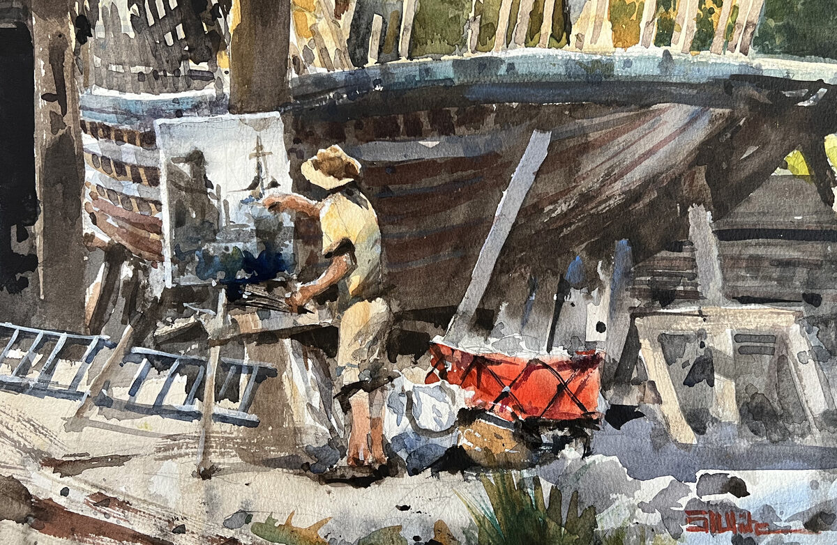 Painting in a Boatyard by Stewart White