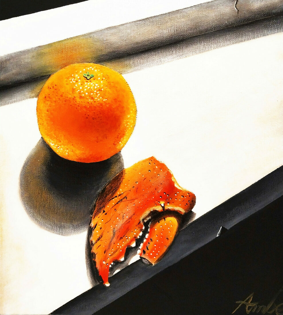 Still Life with an Orange and a Lobster Claw by Amber Dong