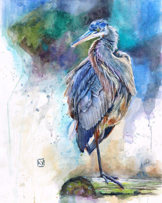 Standing Great Blue Heron by Kim Vander Vinne