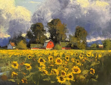 Sunflower Farm, Oil 24 x 30, by Ramona Youngquist