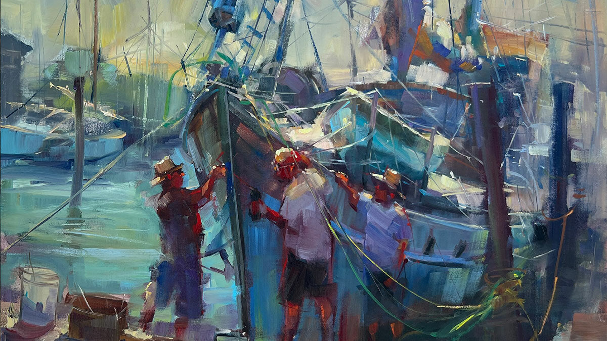 Another Day at the Office by Lyudmila Tomova Clark, Oil, 16x20 in. August 2024 Best Water
