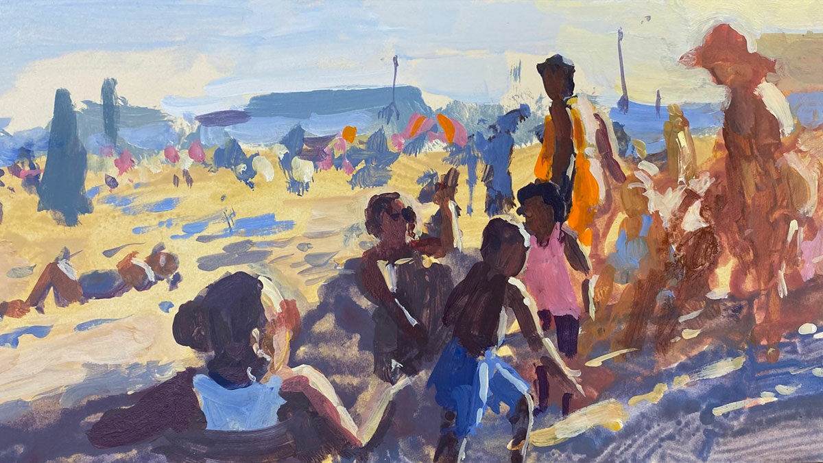 Asbury Park by Joe Gyurcsak, Gouache, 6x12 in. September 2024 Third Place Overall