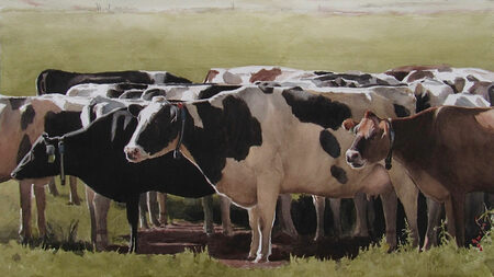 Rush Hour by Mo Myra, Watercolor, 18x24 in. December 2024 Best Artist Under 40